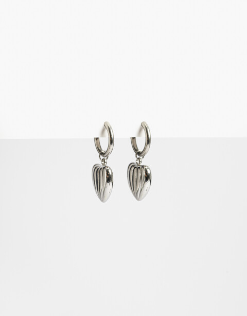 Aros Argollas Metal Aros Argolla De Acero Corazón - Plateado