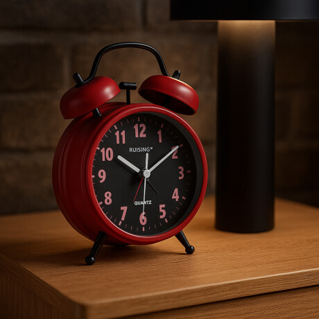 Reloj despertador retro metálico con doble campana 10*17 Rojo