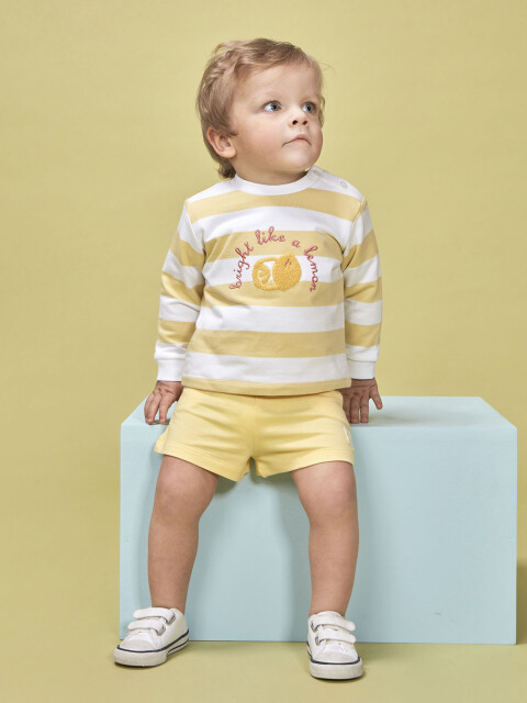 Sudadera De Rayas Con Print Blanco