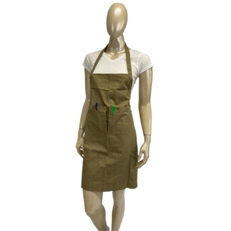 Delantal básico, con peto, dos bolsillos, con ajuste en cintura Khaki