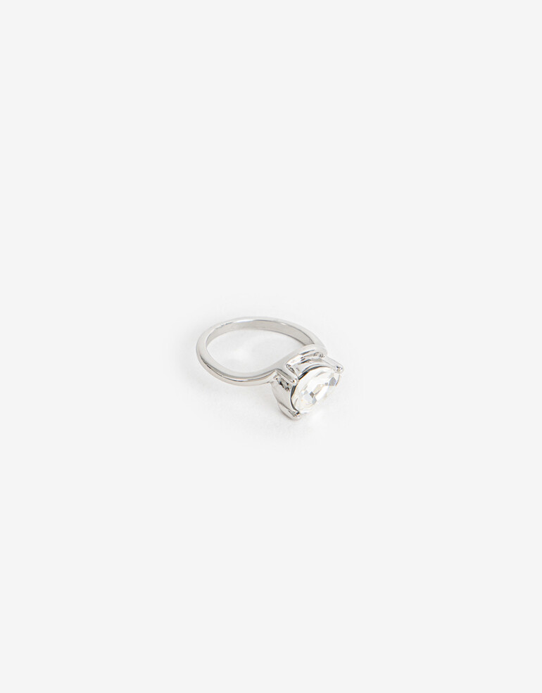 Anillos Chicos Metal Anillo Strass Dedo Meñique - Plateado Rodio