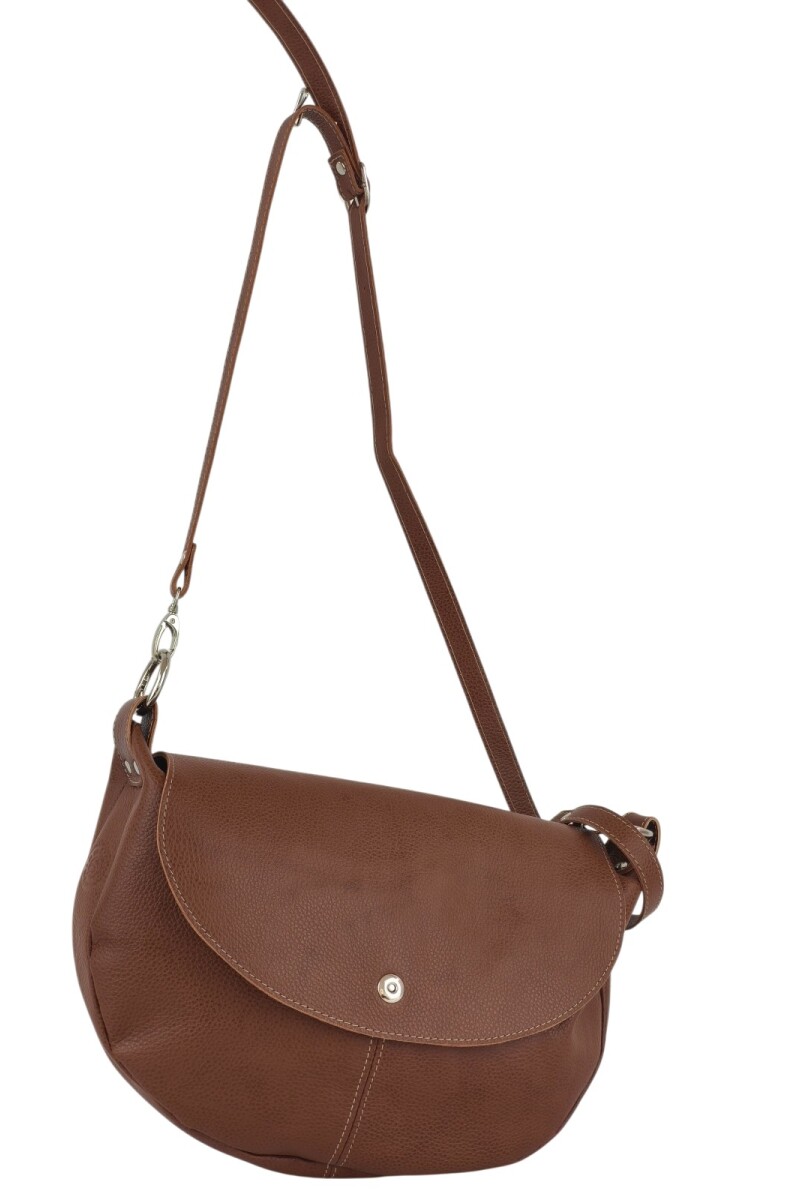 Morral de cuero con solapa Marron