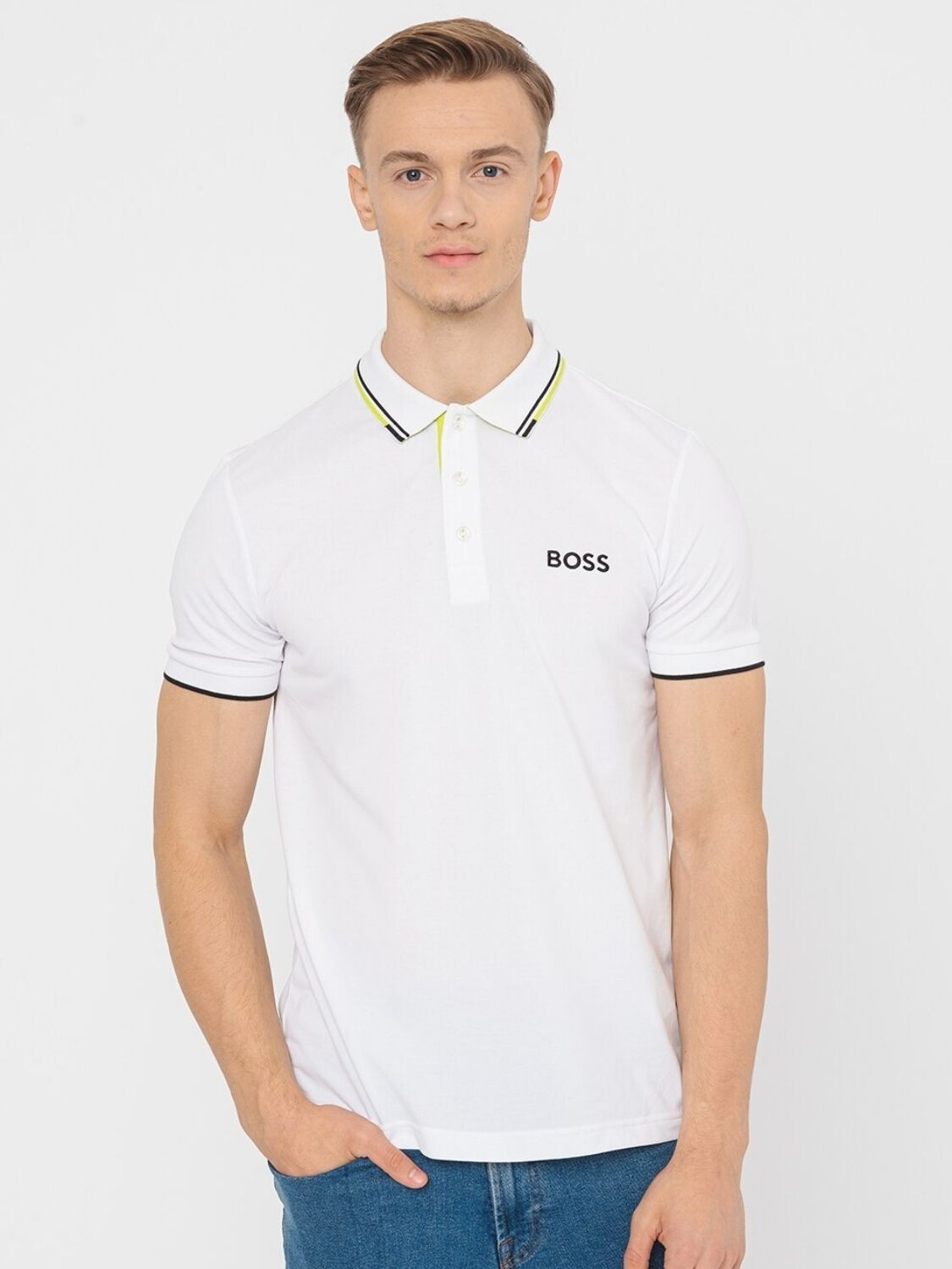 BOSS -Remera polo de algodón, regular fit, PADDY PRO Blanco