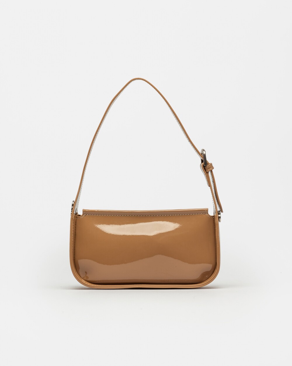 Cartera Al Hombro Leaf en Efecto Cuero Charol Taupe