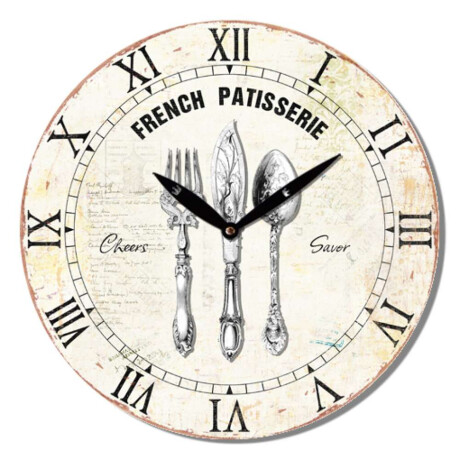 Reloj De Pared Mdf D28.8X3.5Cm Cubiertos Plata