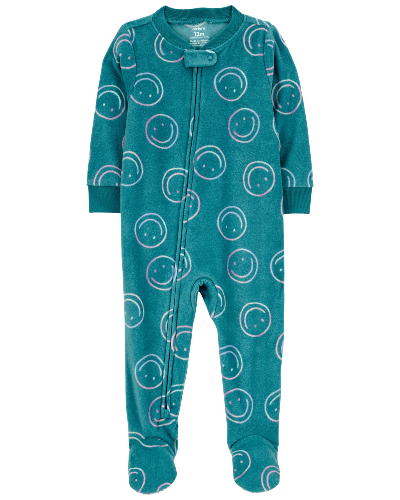 Pijama una pieza de micropolar, con pie, diseño sonrisas Pijama una pieza de micropolar, con pie, diseño sonrisas