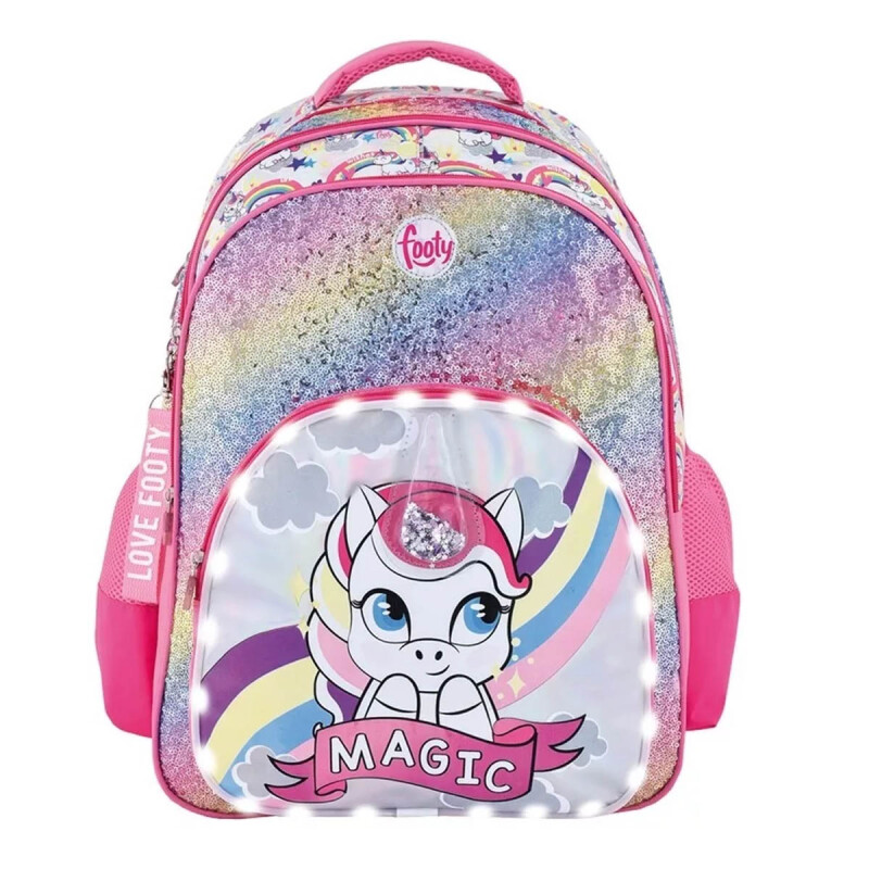 Mochila con Luz led Footy Unicornio Rosa