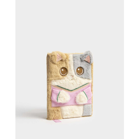 Cuaderno A5 Peludo Con Forma De Gatito Combinacion Multicolor