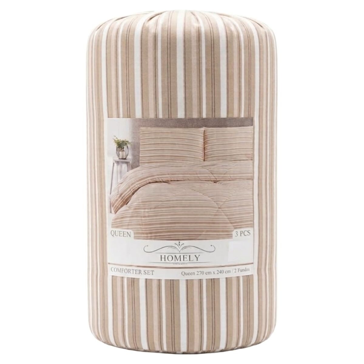JGO EDREDON RAYA BEIGE QUEEN 270X240CM 3PZ 