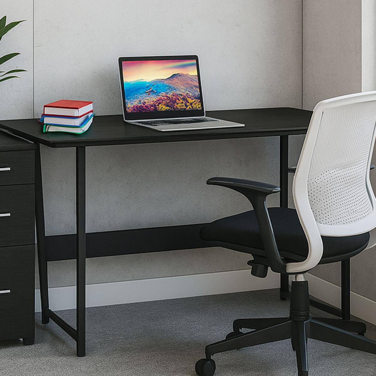 Escritorio mdf y metal 1,20m - Negro 