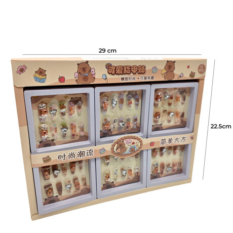 Uñas Adhesivas Decoradas Capibara Para Niñas Set X12 Uñas Adhesivas Decoradas Capibara Para Niñas Set X12