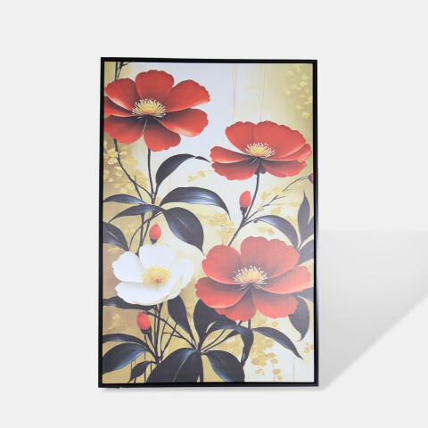CUADRO DEC FLORES ROJAS/BCA 60X90CM Unica
