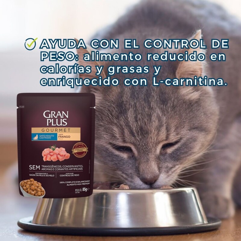 GRAN PLUS EN SALSA GATO CASTRADO POLLO 85 GR