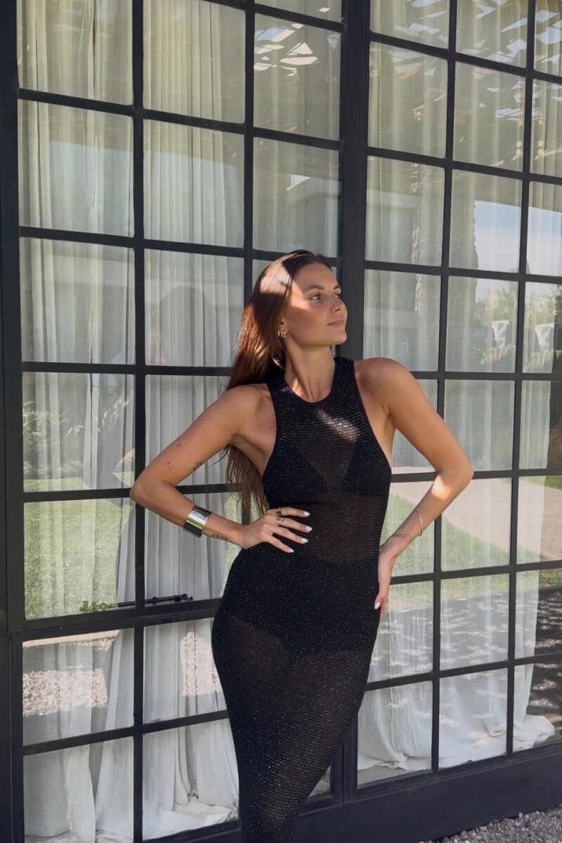 VESTIDO TEJIDO LOBO Negro