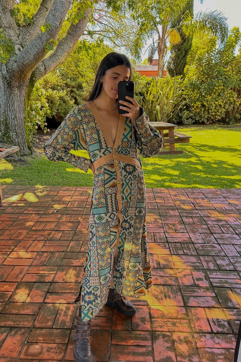 Coat Dress Estampado Base Beige