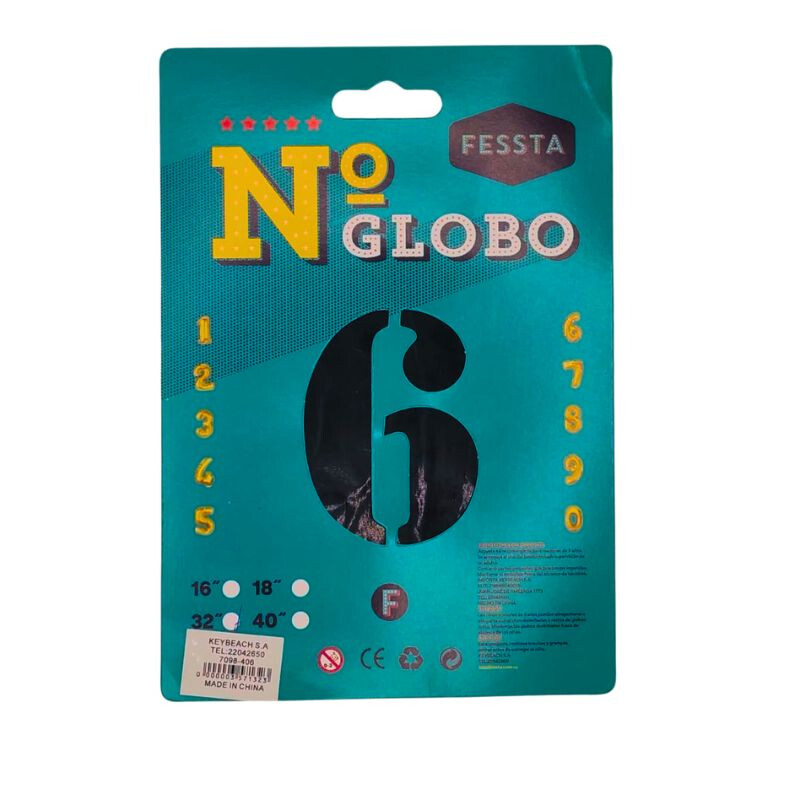 Globo Número Fessta 32" Negro SEIS