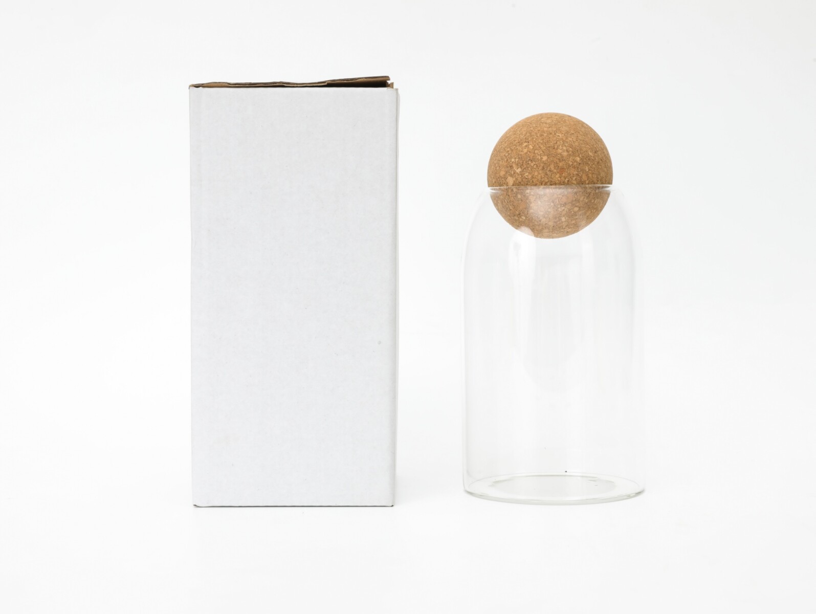 FRASCO DE VIDRIO CON TAPÓN DE MADERA - 900 ML 
