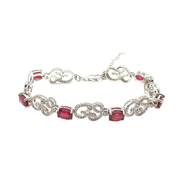 Pulsera Elegante-Plata 925-Piedra zirconia y rubí-PU3432 conpiedra
