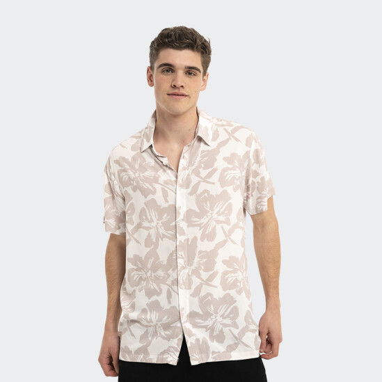Camisa Reef de Manga Corta Estampada Blanco