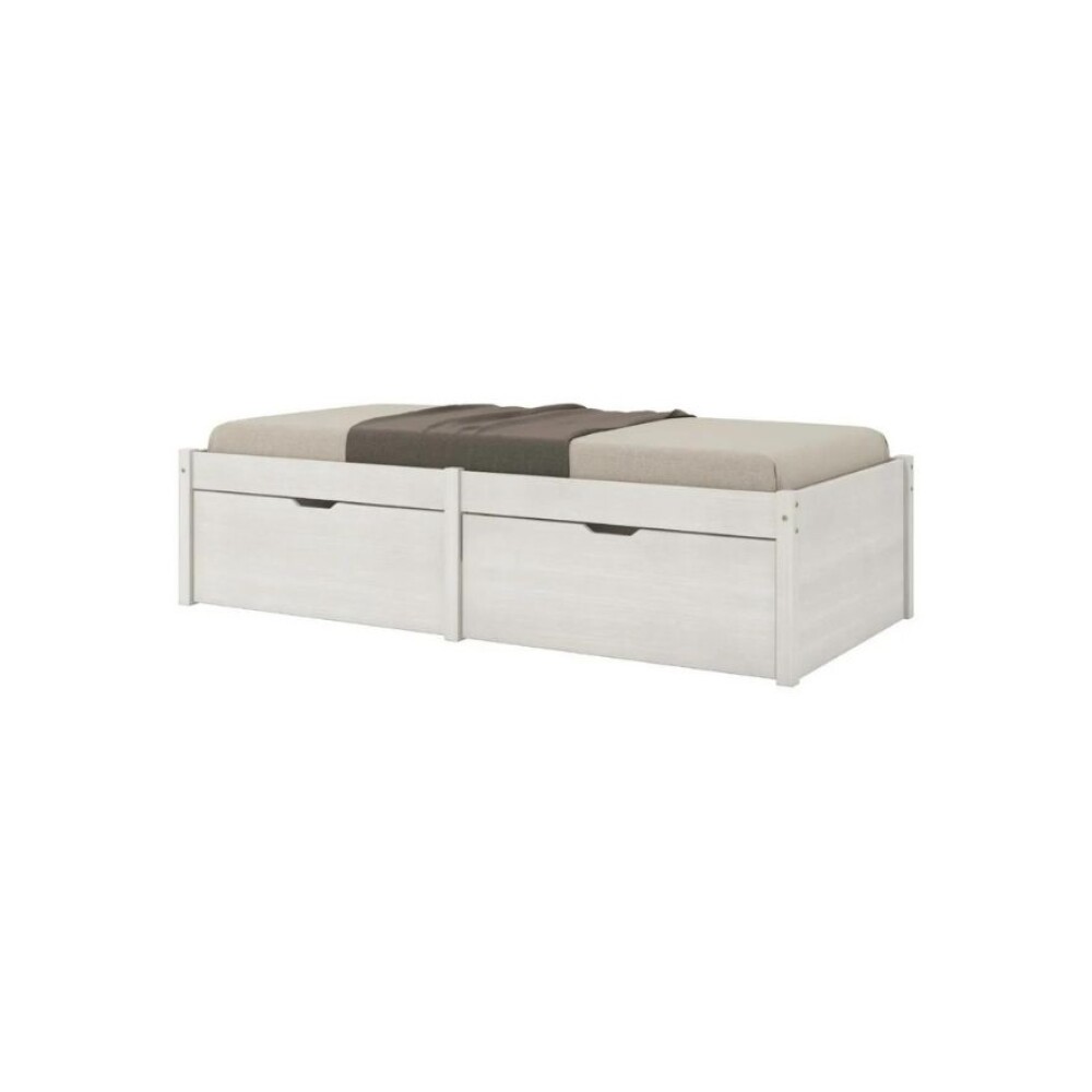 Cama Madera Maciza Con Cajones - 1 plaza - Linea beauty Blanco