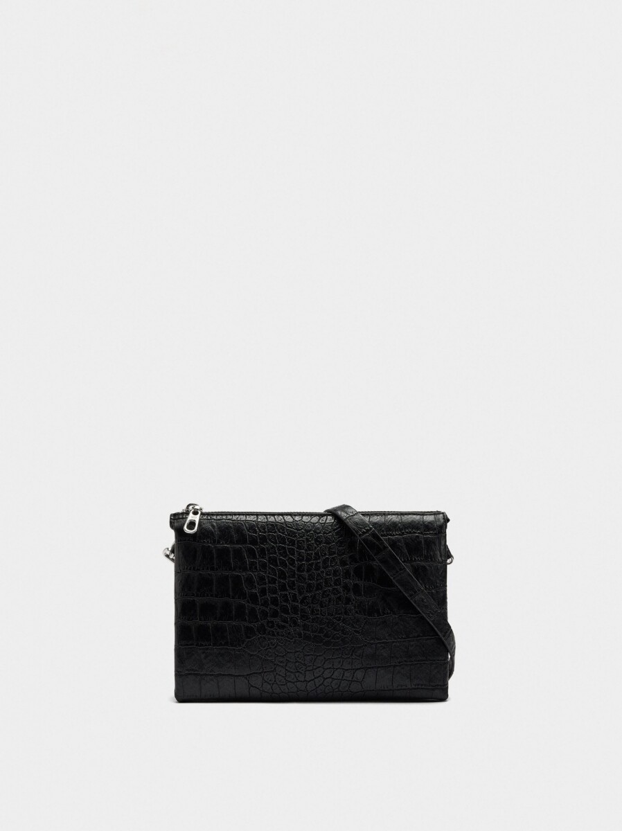Bolso Bandolera Con Grabado Animal - negro 