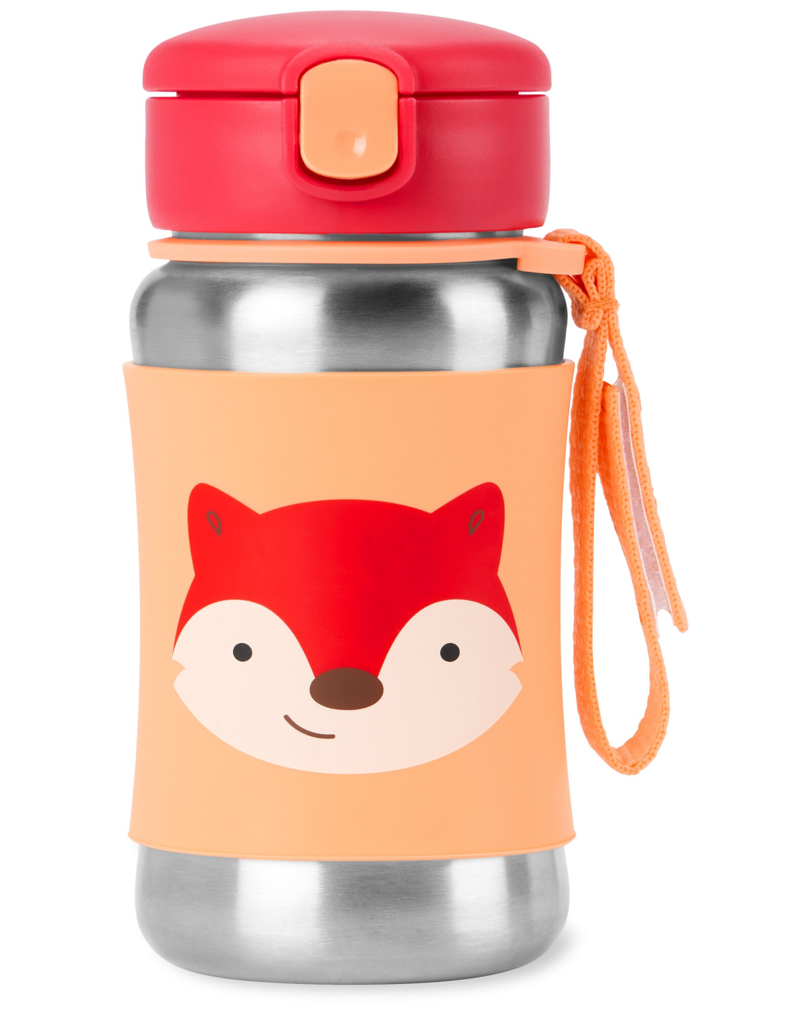 Botella de acero inoxidable con sorbito, diseño zorro Botella de acero inoxidable con sorbito, diseño zorro