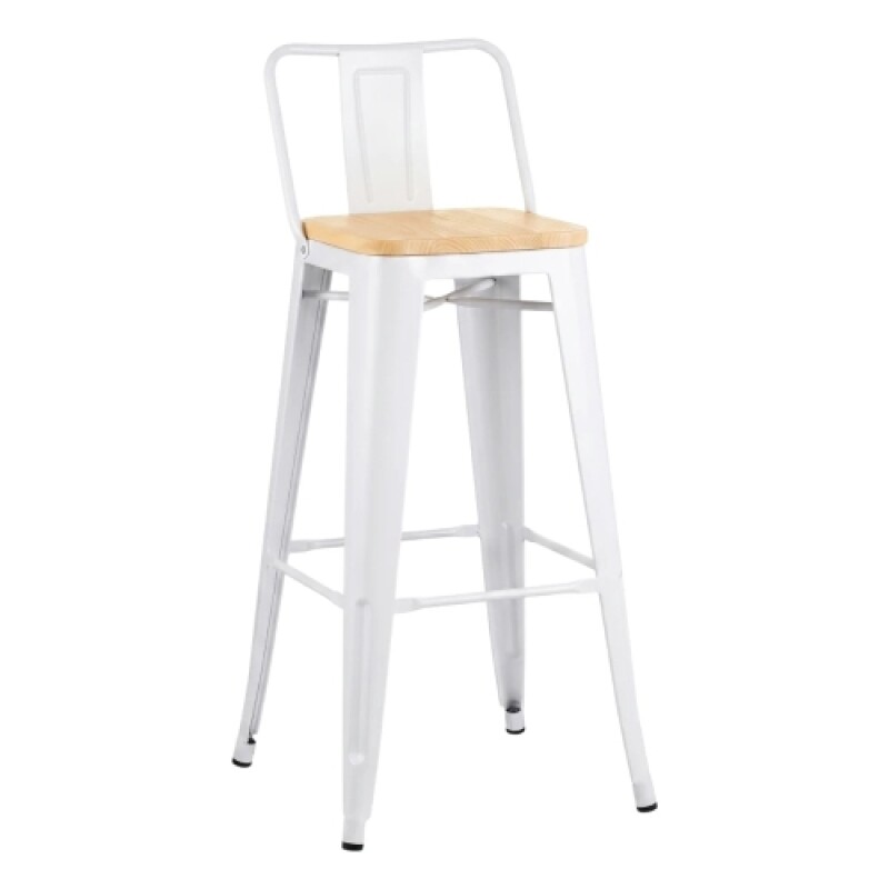 Taburete Tolix Con Respaldo Madera Blanco Taburete Tolix Con Respaldo Madera Blanco