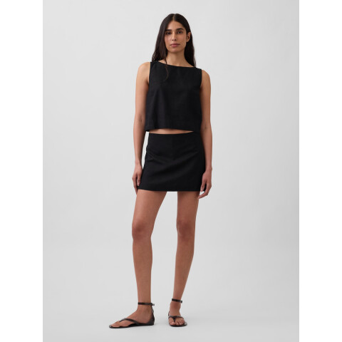 MID RISE LINEN SKORT TRUE BLACK V2