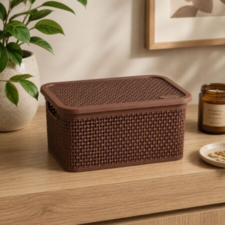CAJA ORGANIZADORA SIMIL RATTAN 25 LITROS MARRON CAJA ORGANIZADORA SIMIL RATTAN 25 LITROS MARRON