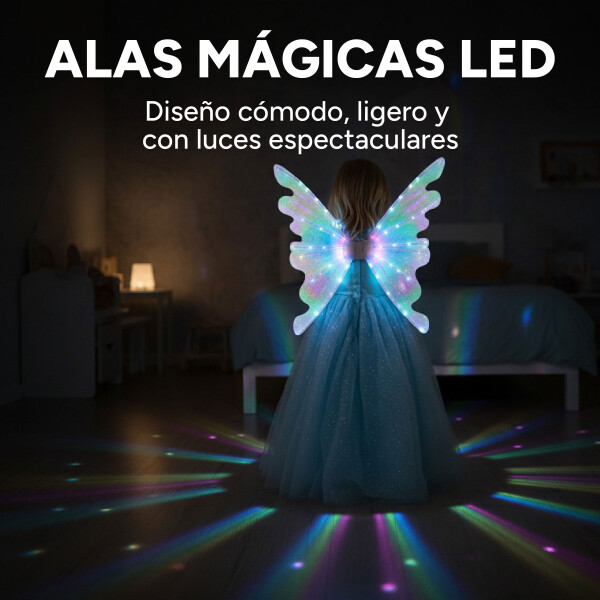 Set Alas Hada Mariposa Luminosas Led Correas Ajustables Niña Color Celeste