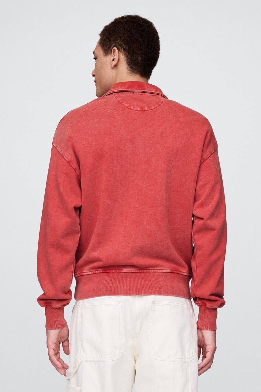 Buzo Deportivo Sin Felpa Medio Cierre Hombre Washed Red