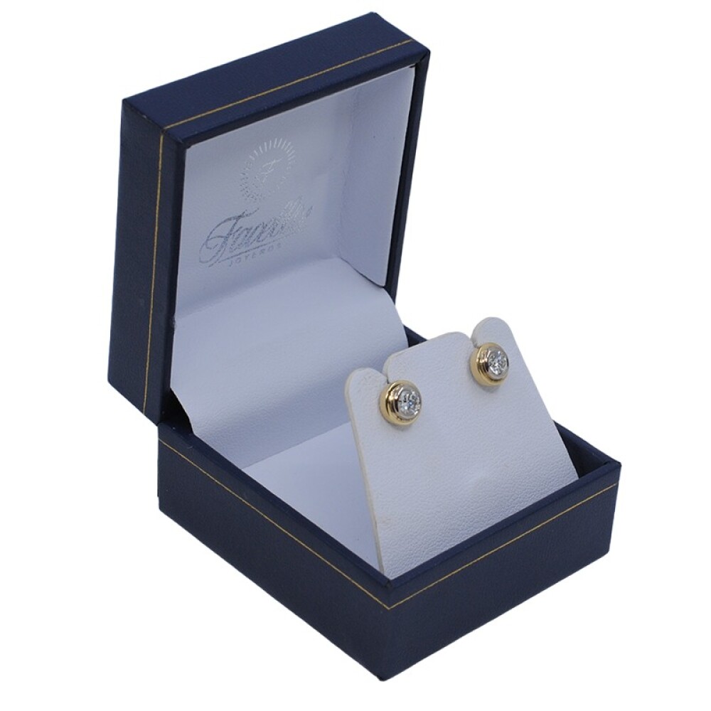 Caravanas En Oro 18K De 2 Tonos Y Brillantes Caravanas En Oro 18K De 2 Tonos Y Brillantes
