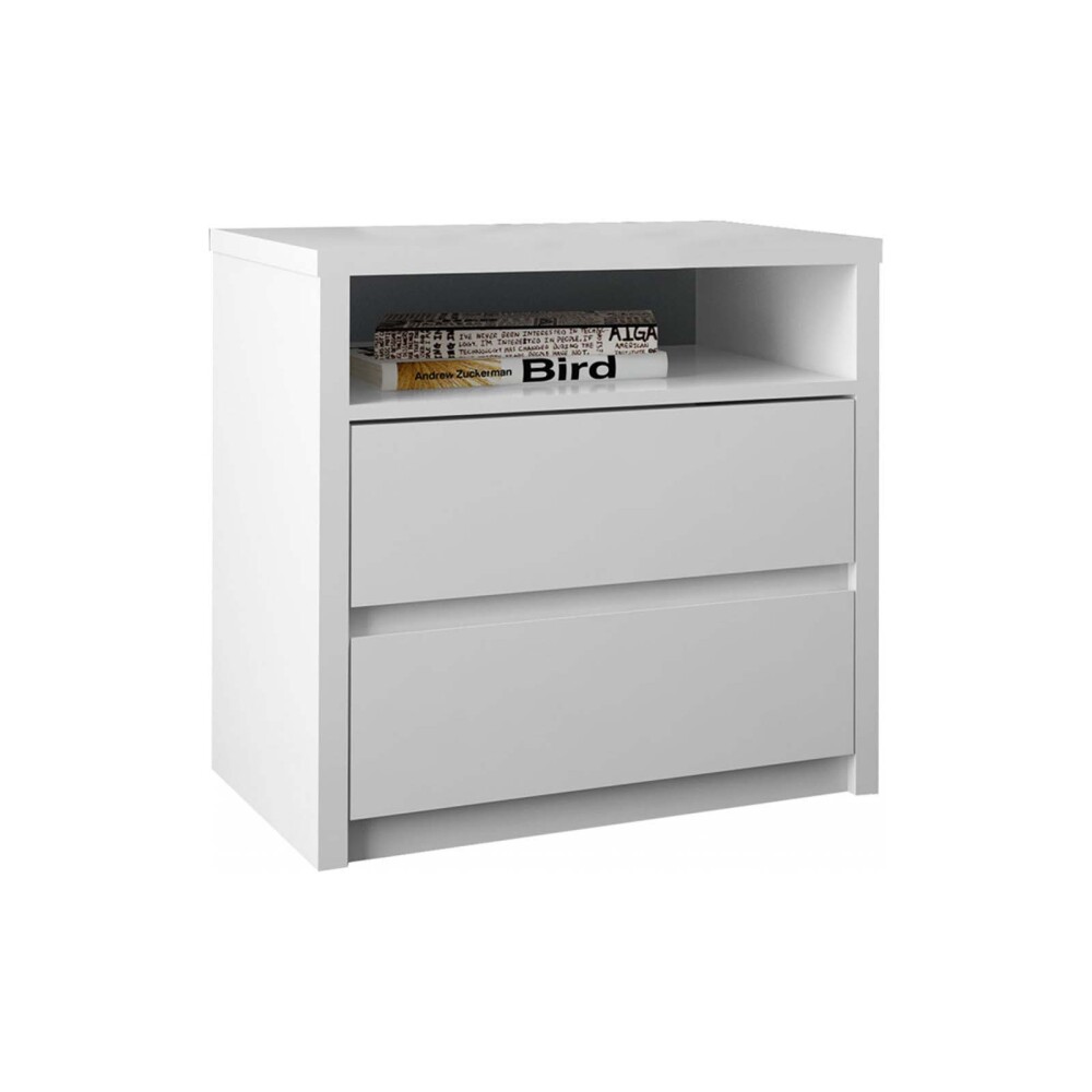 MESA DE LUZ 2 CAJONES MDF BLANCO SOUTH
