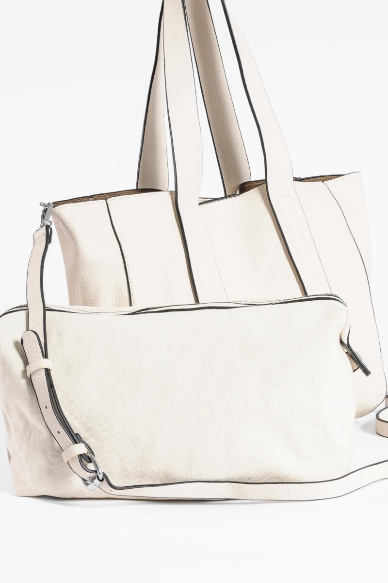 Shopper con pespuntes crudo