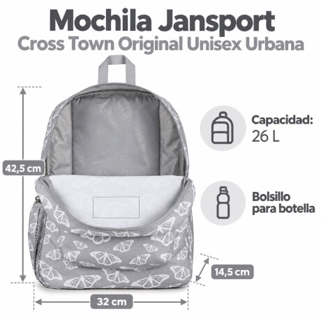 Mochila Escolar Jansport Cross Town Original Unisex Urbana Flutter By Grey