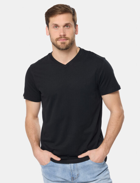 REMERA LISA ESCOTE V Negro