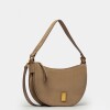 Cartera al Hombro Lua En Cuero Gamuza Taupe