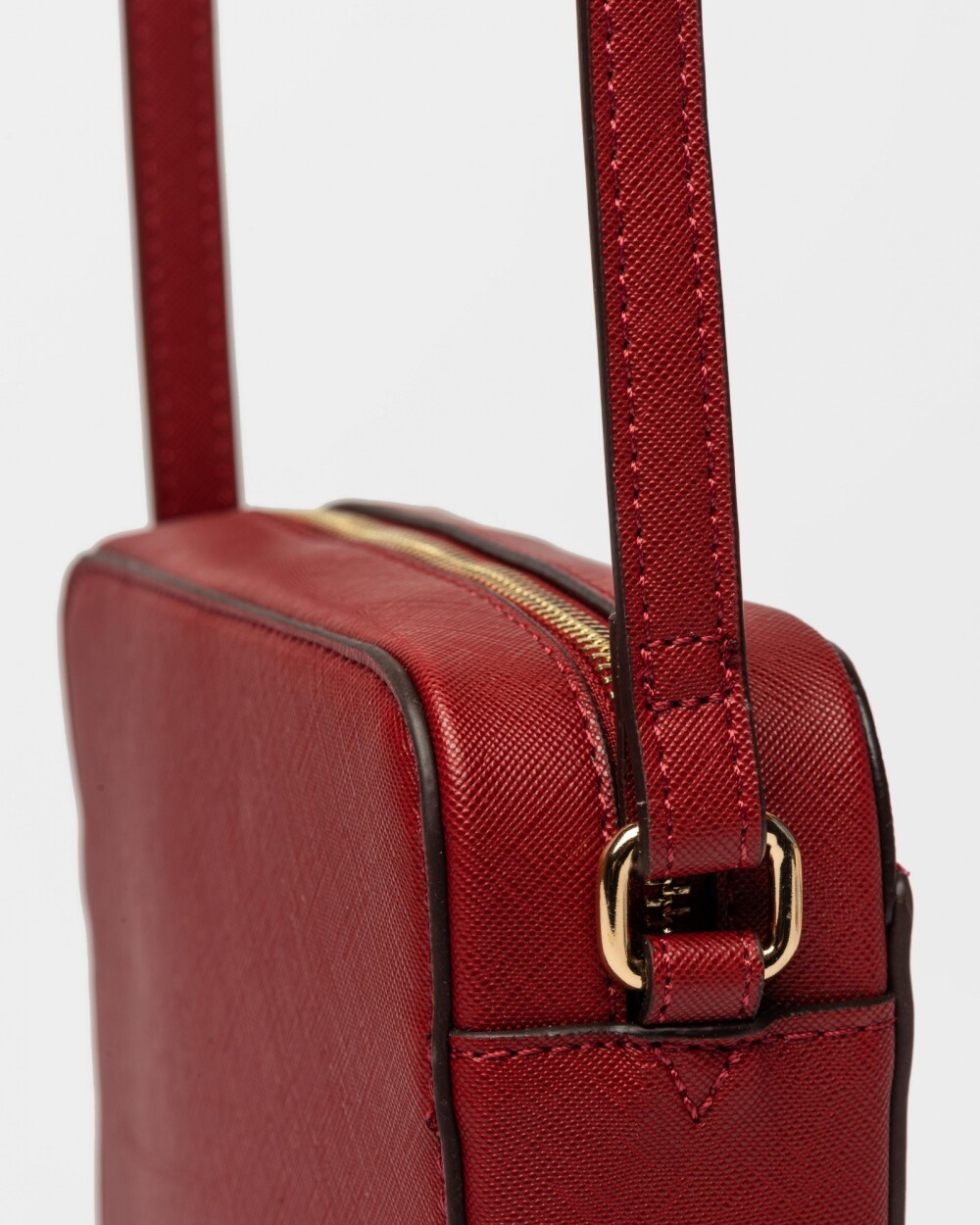 Mini Bag Lane En Efecto Cuero Zaffiano Rojo