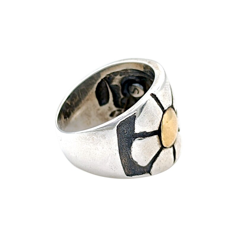 Anillo Flor-Plata y Oro-Sin Piedra-AN5102 sinpiedra