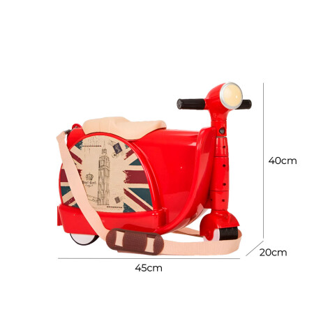 Valija De Viaje Niño Infantil Andador Moto 2 En 1 Rojo