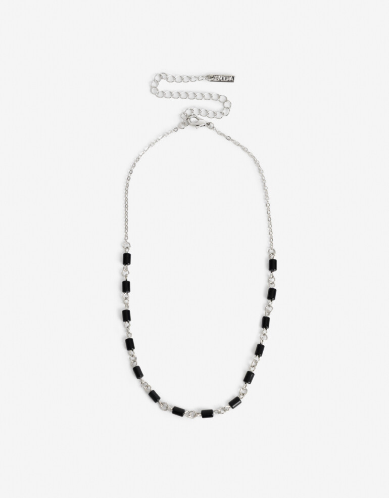 Collares Cortos Color Collar Corto Metal Y Nácar - Plateado Rodio