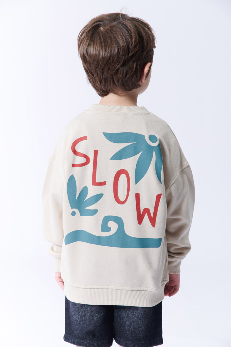 Buzo deportivo estampa Slow Beige