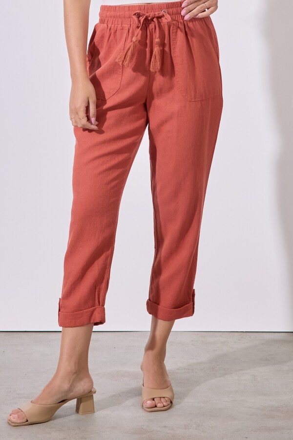 Pantalon Lino TERRACOTA