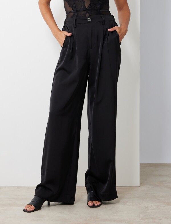 Pantalon Saten Wide NEGRO