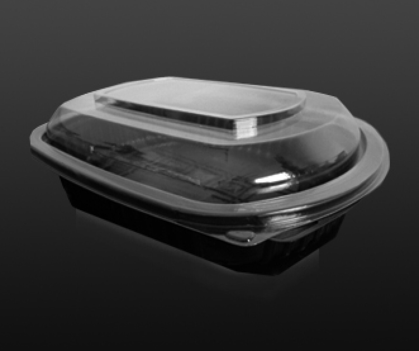 BANDEJA PE OVAL NEGRA CON TAPA 15X20X3 CM. 