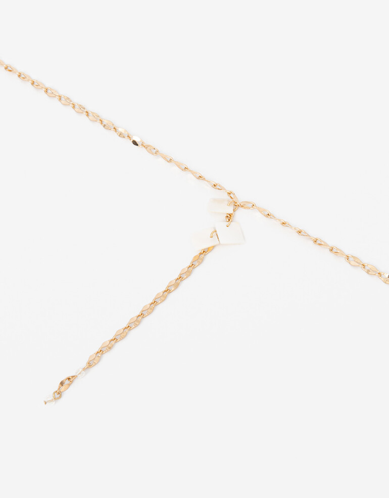 Collares Largos Perla Collar Largo Con Beads Nacarados. - Dorado