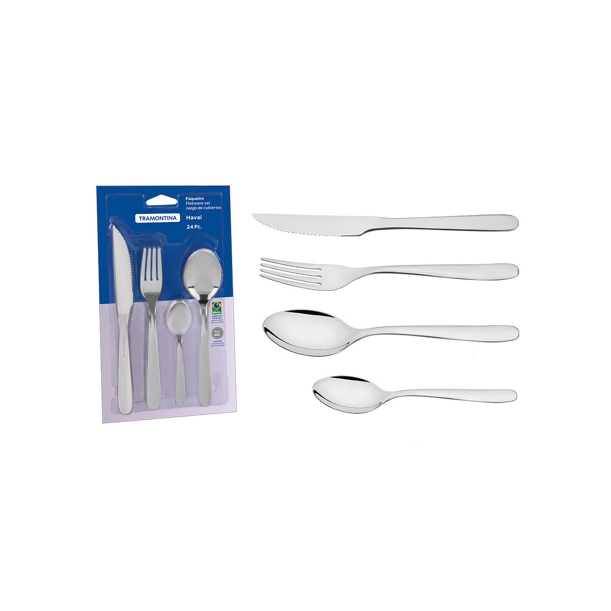 Cubiertos C/Cuchillo Para Asado 24Pz. Tramontina Havai 