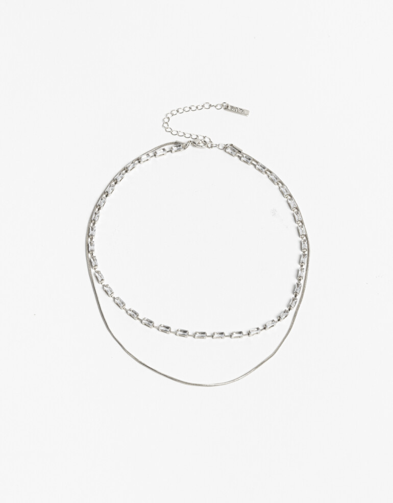 Collares Cortos Strass Collares Cortos, Statement Night - Plateado Rodio