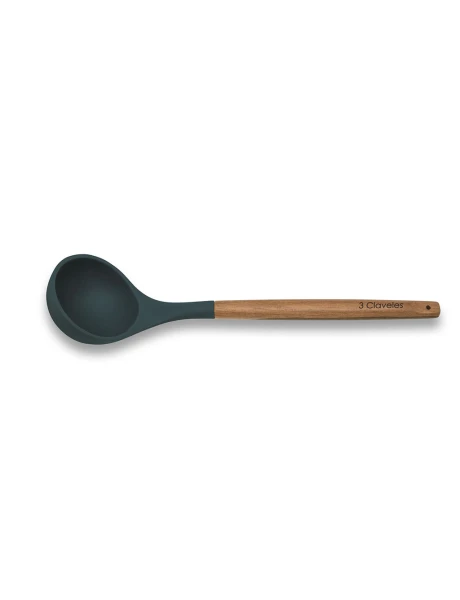 CUCHARON SILICONA MANGO MADERA 3 CLAVELES. 31CM CUCHARON SILICONA MANGO MADERA 3 CLAVELES. 31CM