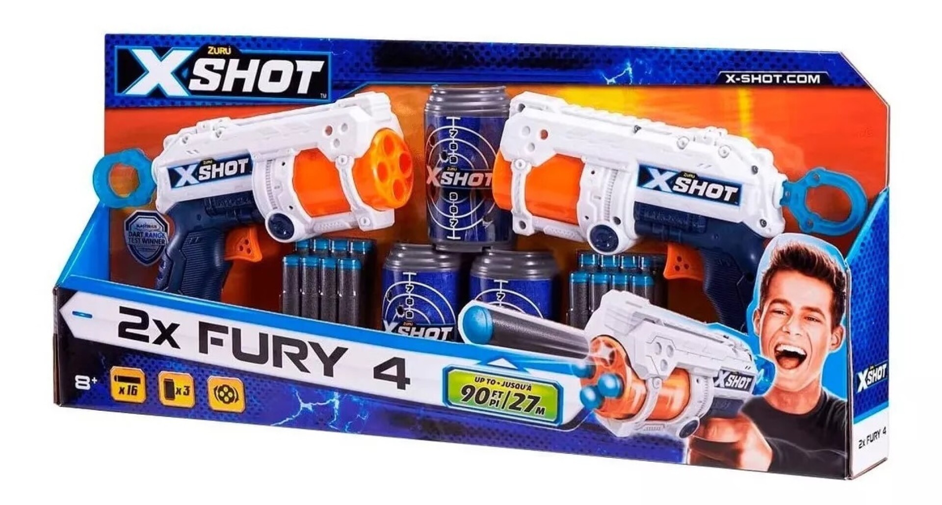 Pistolas X - Shot Fury 4 X 2 Original. Incluye 16 Dardos. 